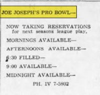 Pro-Bowl (Joe Josephs Pro-Bowl) - Feb 2 1963 Ad (newer photo)